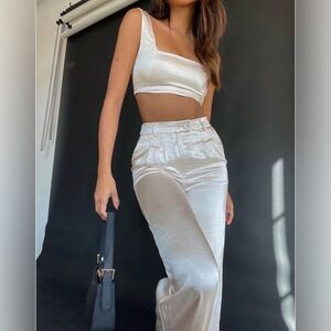 Princess Polly Satin Cream Blouse